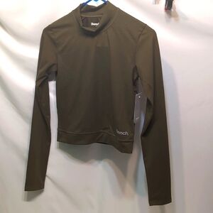 Women's Bench Love my Hood long sleeve olive green shirt size Small petite